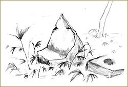 姥石様の水墨画