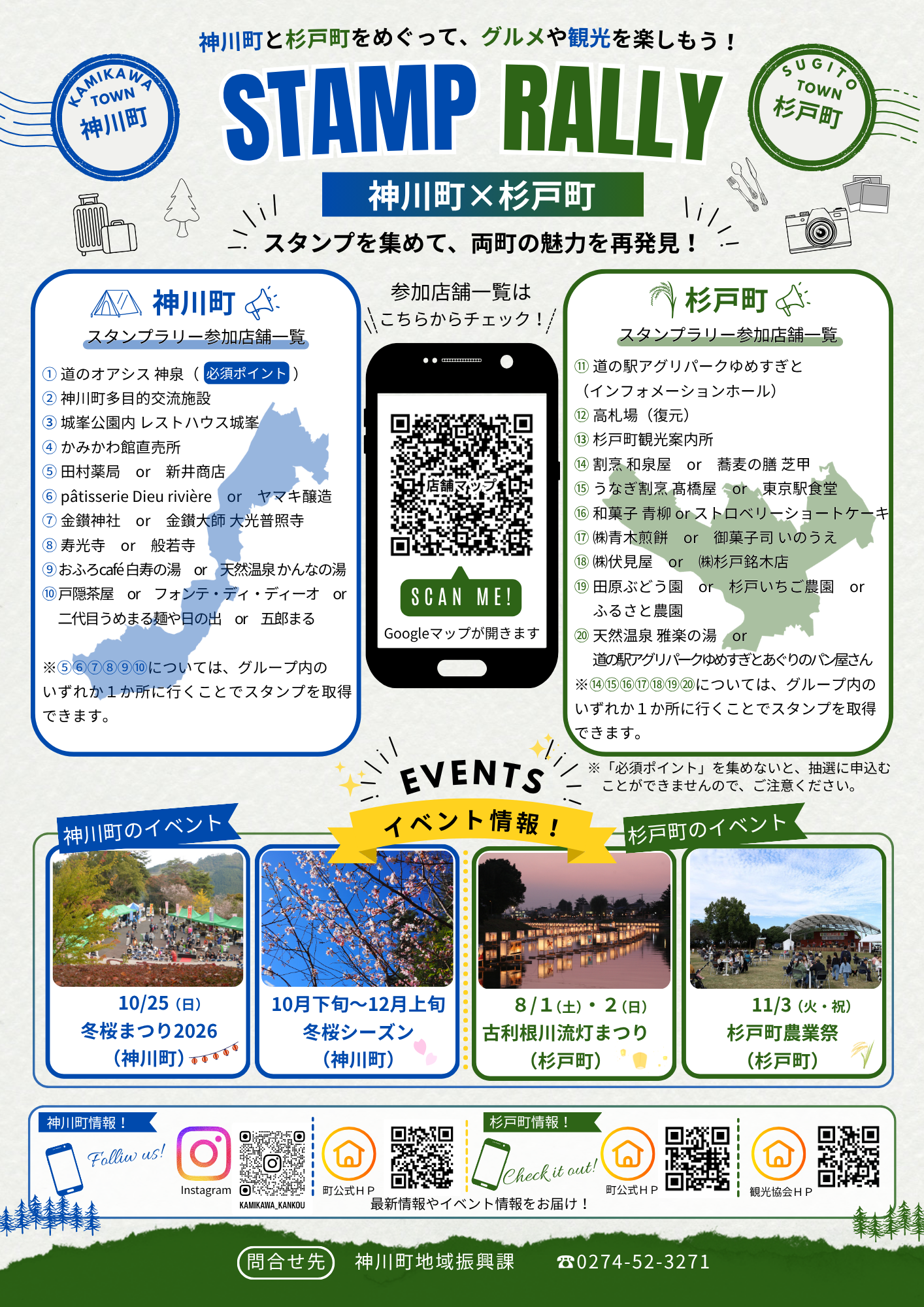 神川町・杉戸町を旅するスタンプラリーのチラシ裏