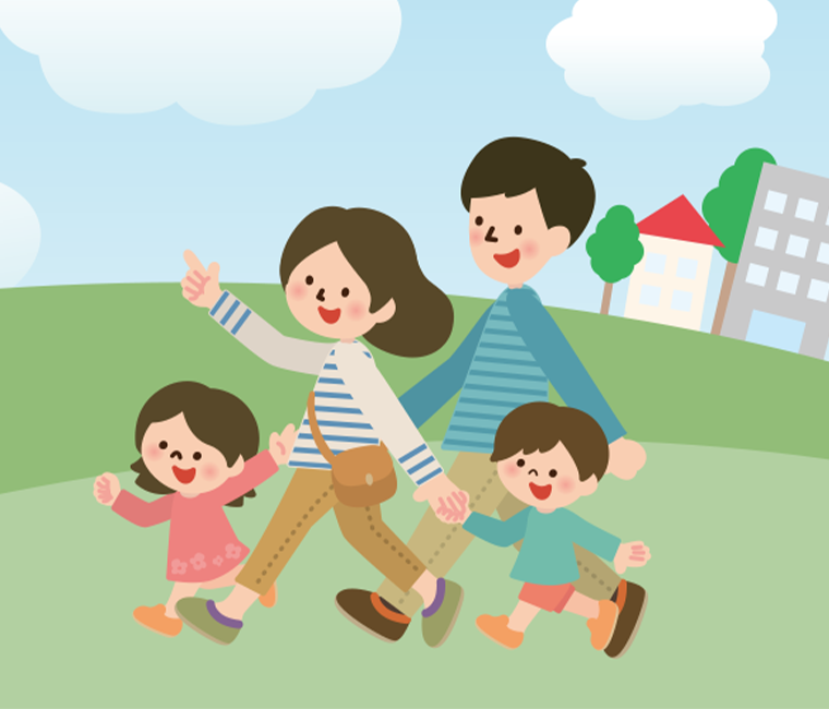 デフォルメされた家族のイラスト画像